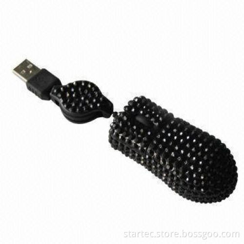 Mini Retractable Diamond/Crystal Optical Mouse, Suitable for Laptops and Computers, Ideal as Gifts